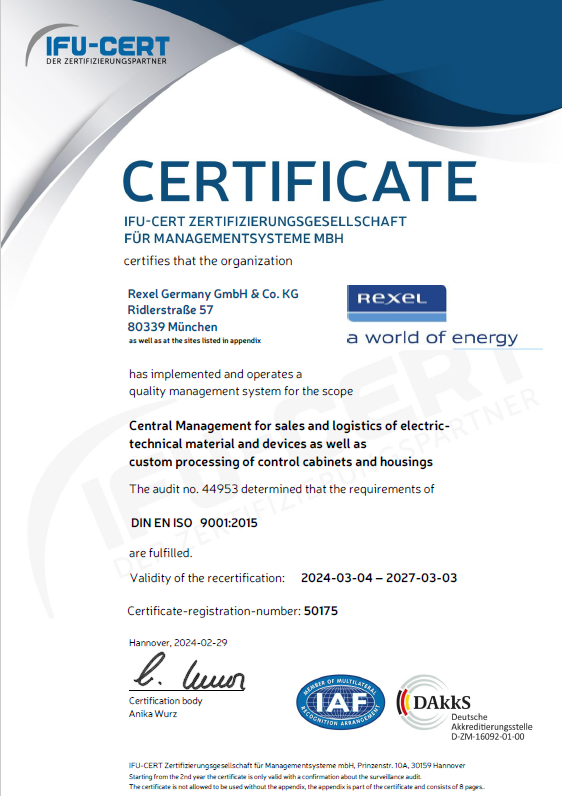 Zertifikat ISO 9001 Nr. 50175